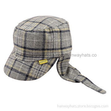 Fashionable Plaid Children's Winter Military Cap with Earflap